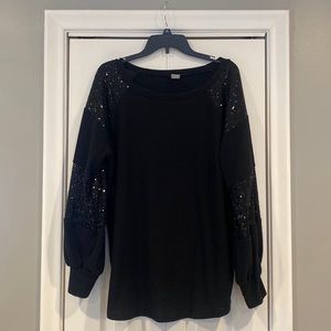 Sequin black top